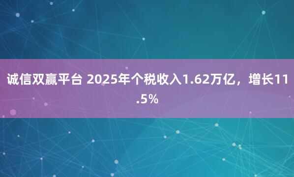 诚信双赢平台 2025年个税收入1.62万亿，增长11.5%